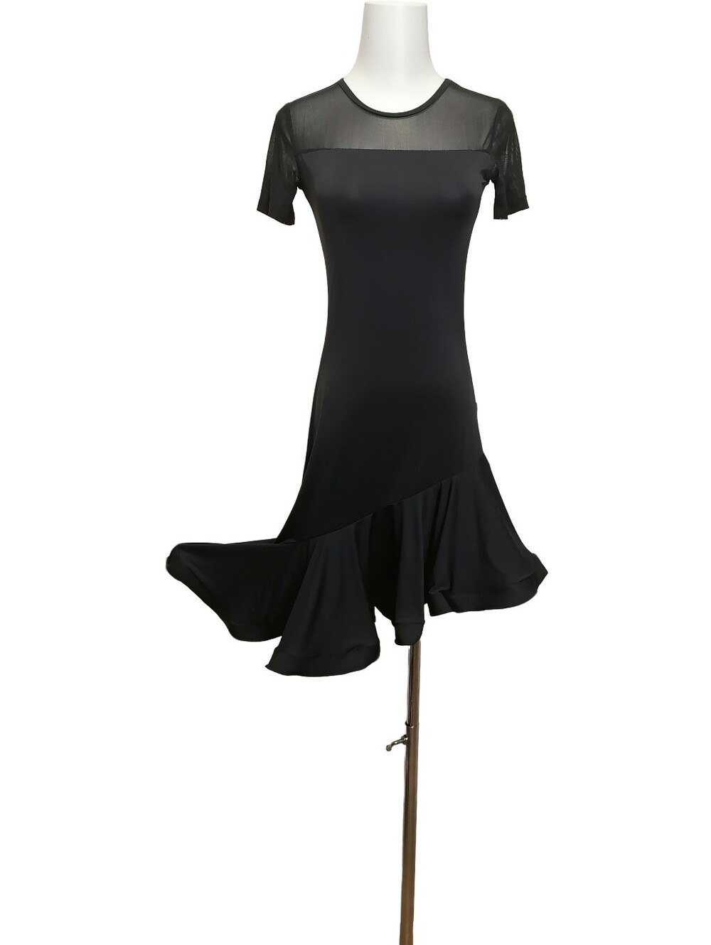 💅🏻💅🏻Black Short Sleeve Mesh Yoke Dress / Dance Dress